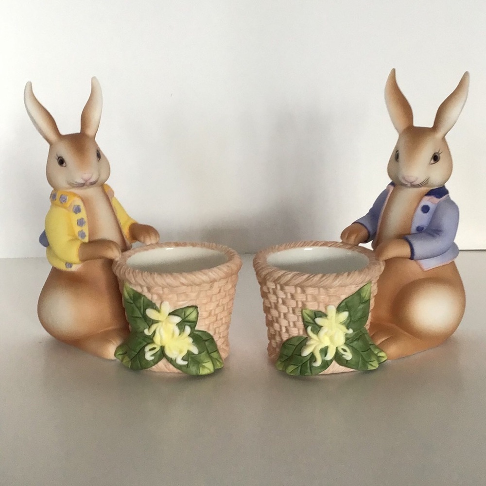 Partylite Bunny Bertie & Bea tealight/votive/egg holder
